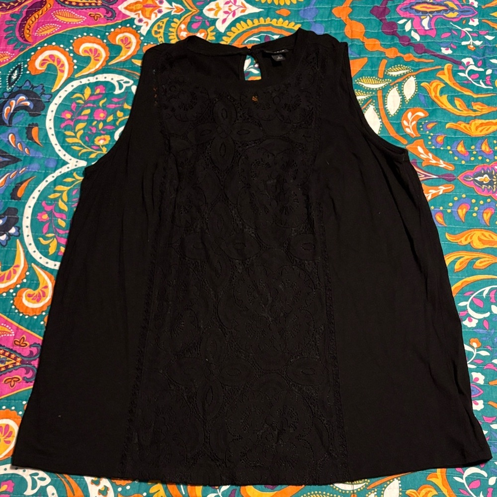 Chic Torrid Black Lace Detail Blouse